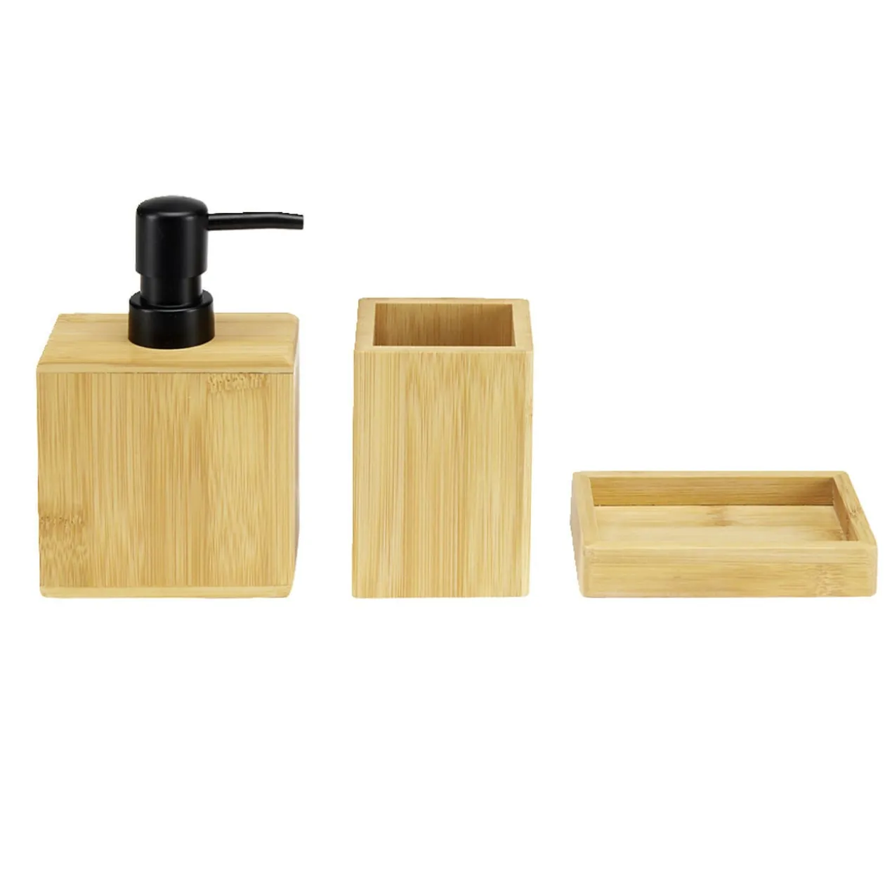 Set de 3 accessoires de salle de bain en bambou