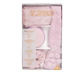 Set de bain femme avec serviette/disque démaquillant/chouchou/bandeau