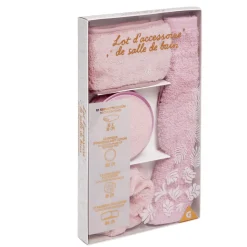 Set de bain femme avec serviette/disque démaquillant/chouchou/bandeau