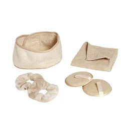 Set de bain femme avec serviette/disque démaquillant/chouchou/bandeau