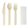 Set de couverts bois x3 couteau fourchette cuillère L20cm avec 1 serviette < Gifi Clearance