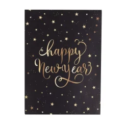 Set de marque place x8 et menu en papier noir Happy New Year L11xH30,4cm