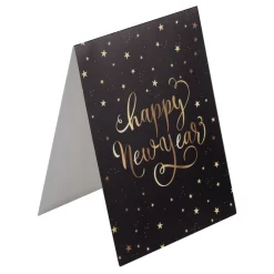 Set de marque place x8 et menu en papier noir Happy New Year L11xH30,4cm