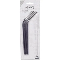 Set de 4 pailles en inox avec 1 goupillon