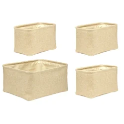 Set de 4 panières tissu bouclette blanc 2 tailles 36x16xH26cm et 23x16xH14cm < Gifi Clearance