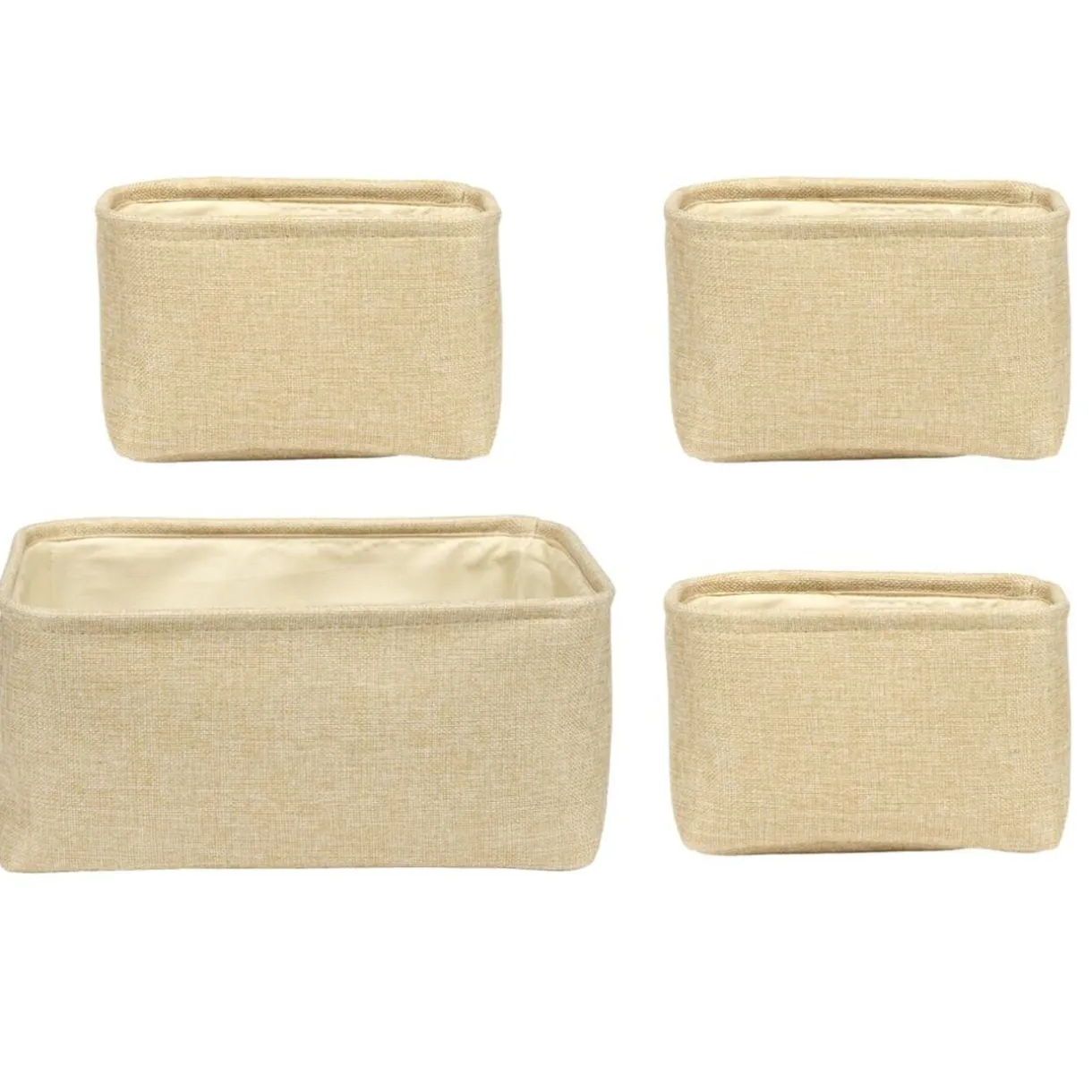 Set de 4 panières tissu bouclette blanc 2 tailles 36x16xH26cm et 23x16xH14cm < Gifi Clearance