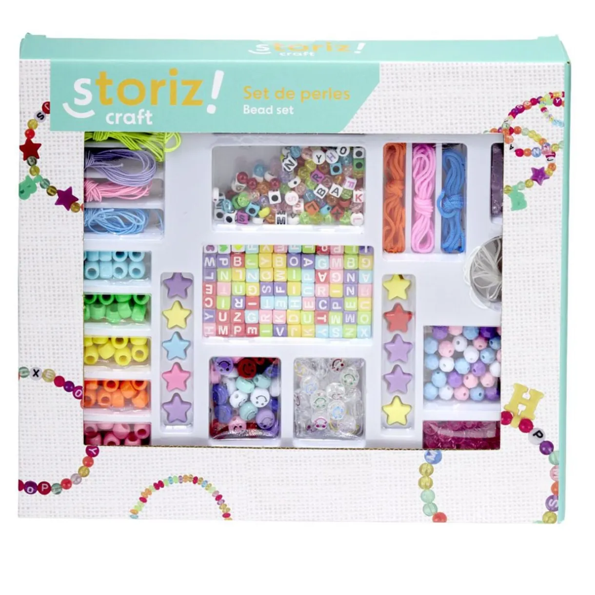 Set de perles enfant DIY avec fils création bijoux 18,5x22,5cm < Gifi