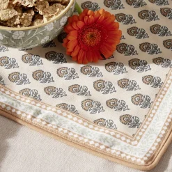 Set de table coton et polyester motif Indie beige 30x40cm
