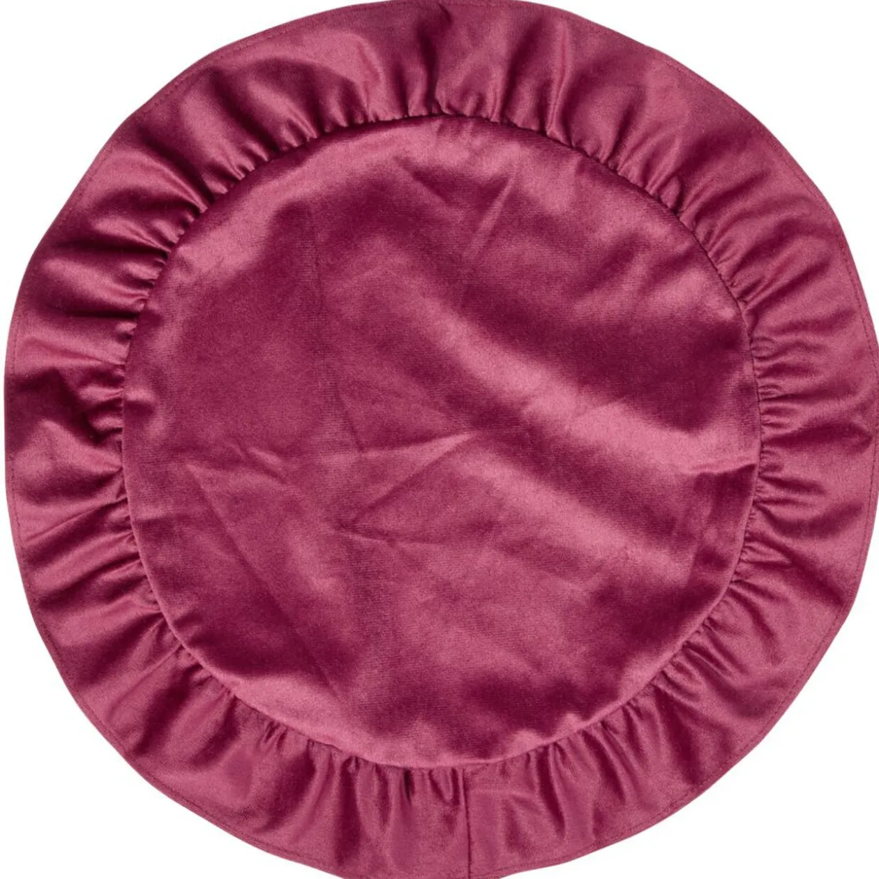 Set de table en velours bord volanté Ø38 cm rouge