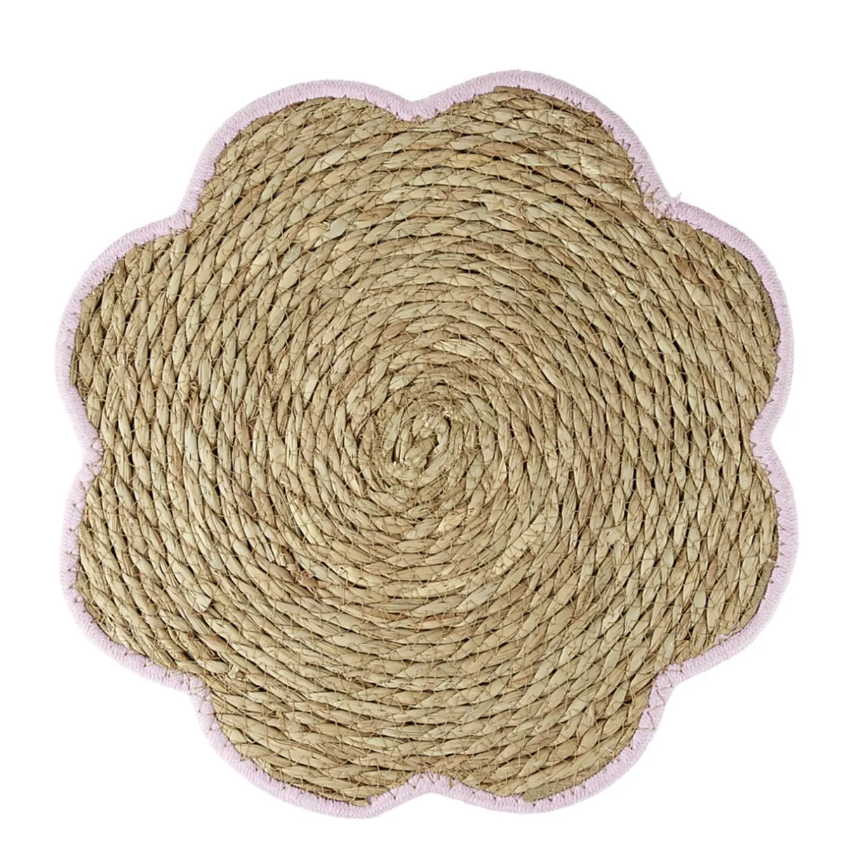 Set de table jonc de mer tressé et coton forme fleur contour rose Ø38cm < Gifi Sale
