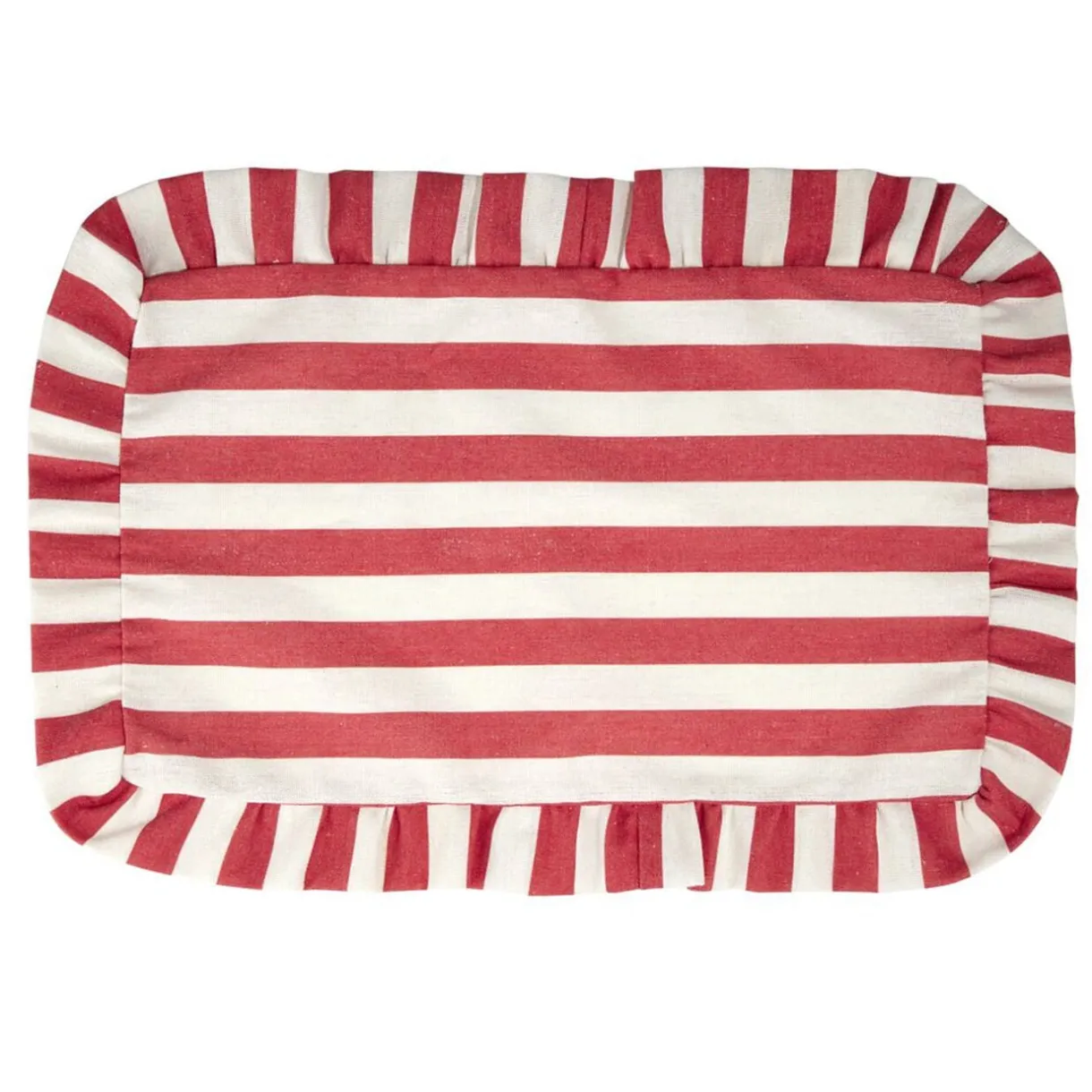 Set de table rectangulaire bord à volant motif rayure polycoton 30x45cm (3 modèles) < Gifi