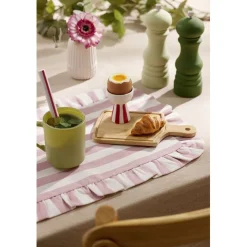 Set de table rectangulaire bord à volant motif rayure polycoton 30x45cm (3 modèles) < Gifi