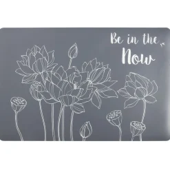 Set de table rectangulaire gris motif fleur