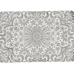 Set de table rectangulaire plastique aspect dentelle uni gris < Gifi Best