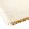 Set de table rectangulaire tissu beige et marron à frange