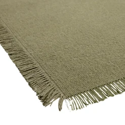 Set de table rectangulaire vert kaki uni 30x45cm rebord frange