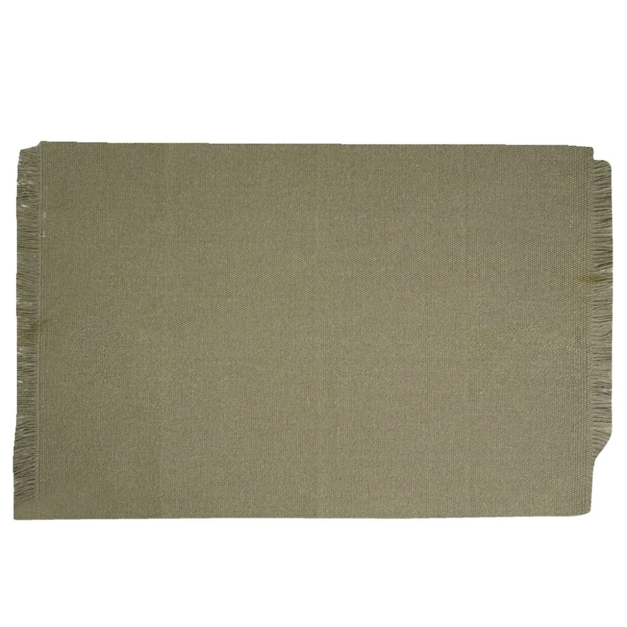 Set de table rectangulaire vert kaki uni 30x45cm rebord frange