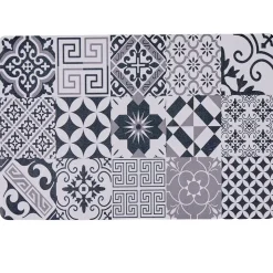 Set de table rectangulaire vinyle carreaux de ciment blanc gris noir < Gifi Outlet
