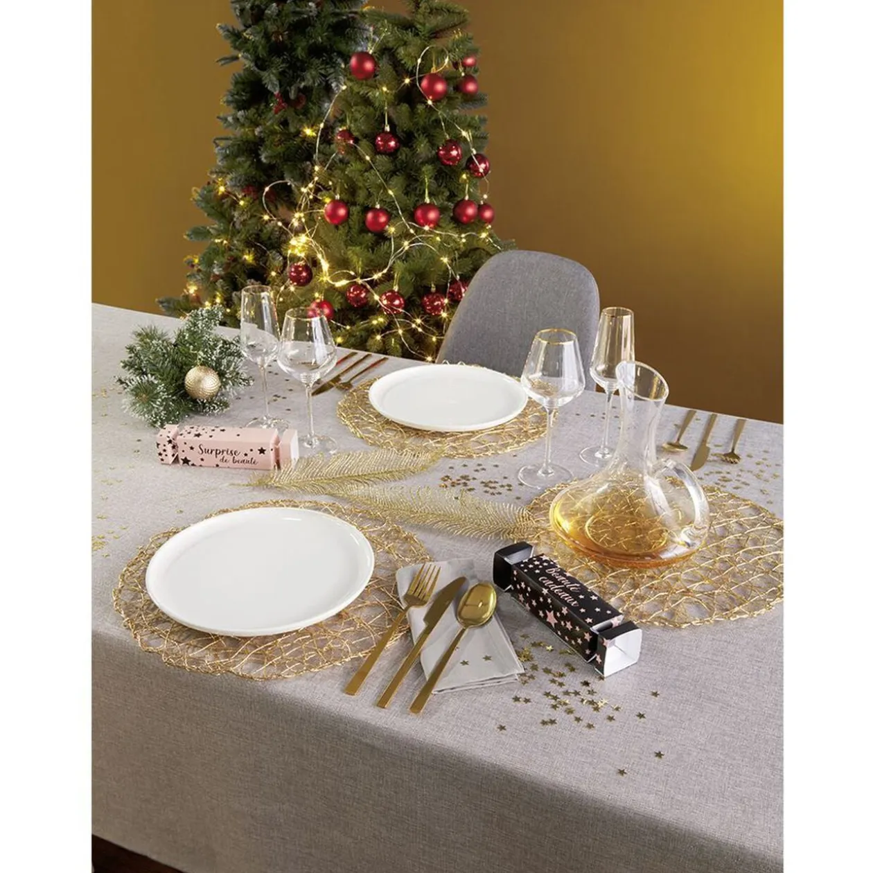 Set de table rond ajouré Ø38 cm filament doré