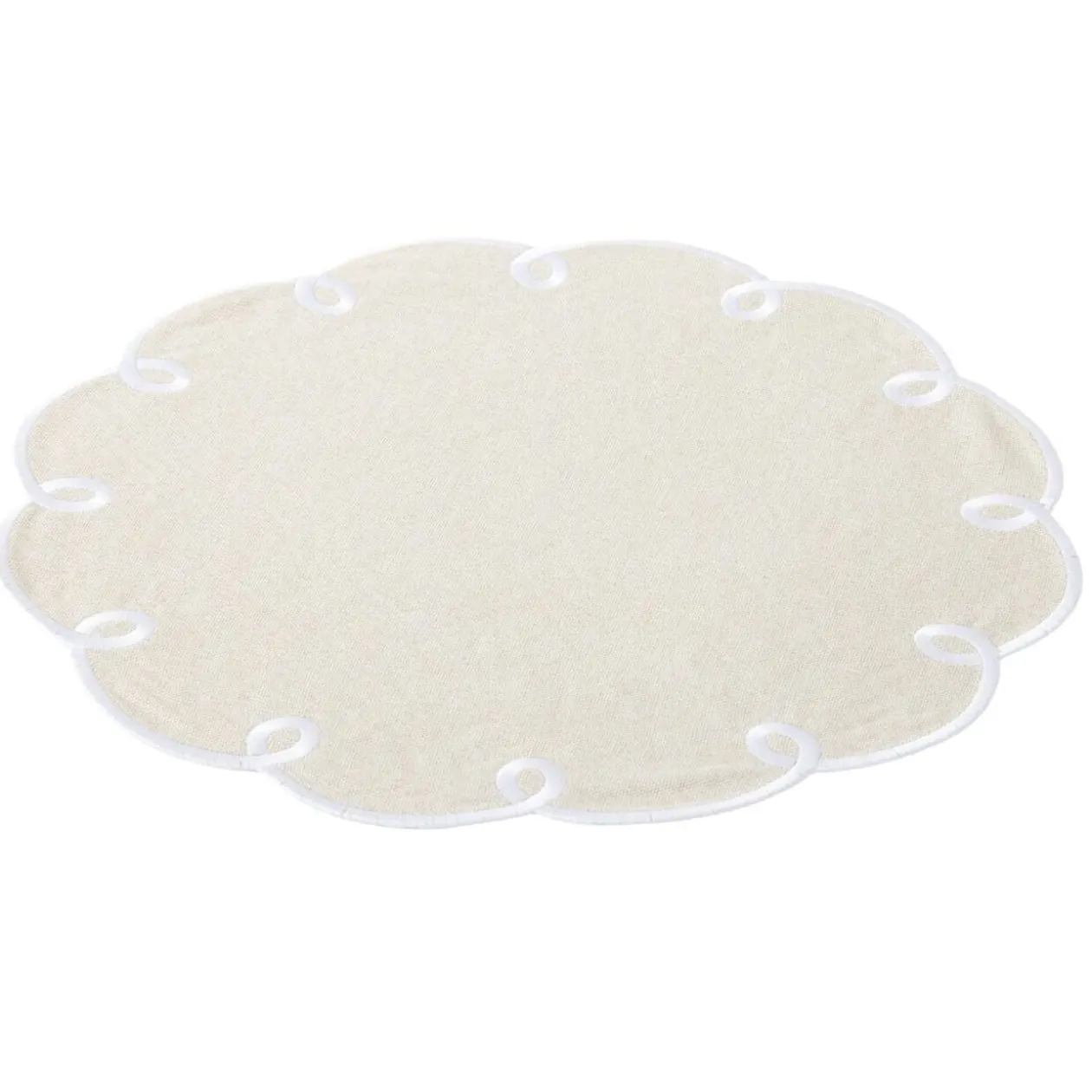 Set de table rond à bord festonné Ø38 cm rouge