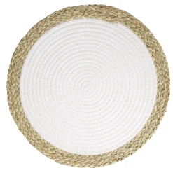 Set de table rond coton et paille tressé Ø38cm (2 modèles)