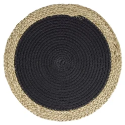 Set de table rond coton et paille tressé Ø38cm (2 modèles)