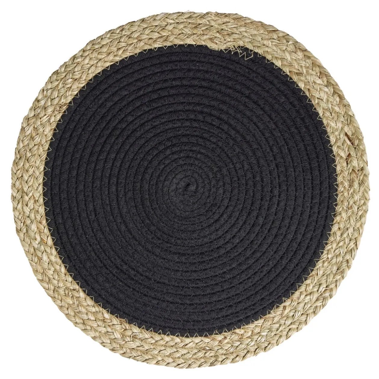 Set de table rond coton et paille tressé Ø38cm (2 modèles)