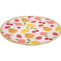 Set de table rond coton et paille fruits rose Ø35cm < Gifi New
