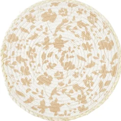 Set de table rond coton motif feuille automne jaune Ø35cm