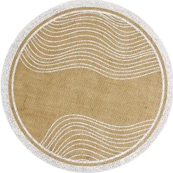 Set de table rond en jute naturel et blanc motif soleil ou vague Ø38cm < Gifi New