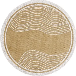 Set de table rond en jute naturel et blanc motif soleil ou vague Ø38cm < Gifi New