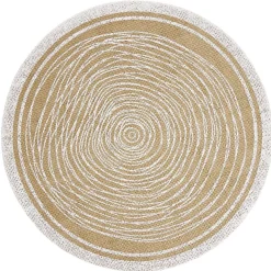 Set de table rond en jute naturel et blanc motif spirale ou pois Ø38cm