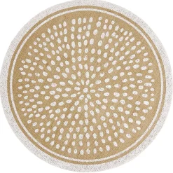 Set de table rond en jute naturel et blanc motif spirale ou pois Ø38cm