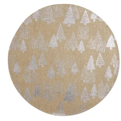 Set de table rond en jute naturel motifs sapins argentés Ø38cm < Gifi Clearance