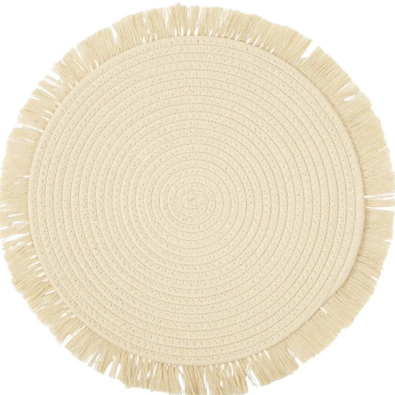 Set de table rond polycoton et frange Ø42cm (3 modèles)