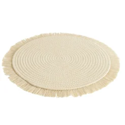 Set de table rond polycoton et frange Ø42cm (3 modèles)