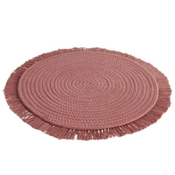 Set de table rond polycoton et frange Ø42cm (3 modèles)