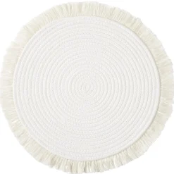 Set de table rond polycoton et frange Ø42cm (3 modèles)