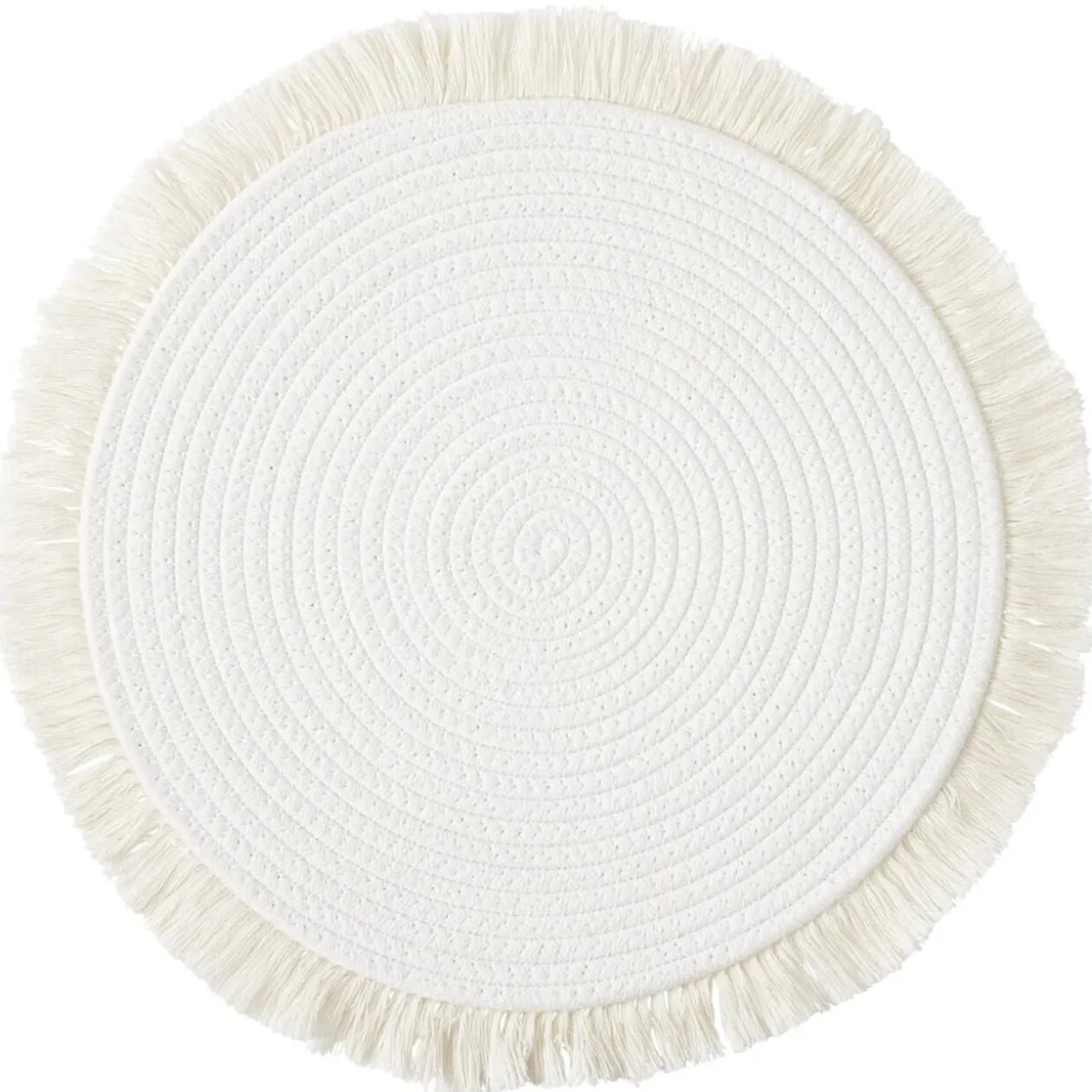 Set de table rond polycoton et frange Ø42cm (3 modèles)