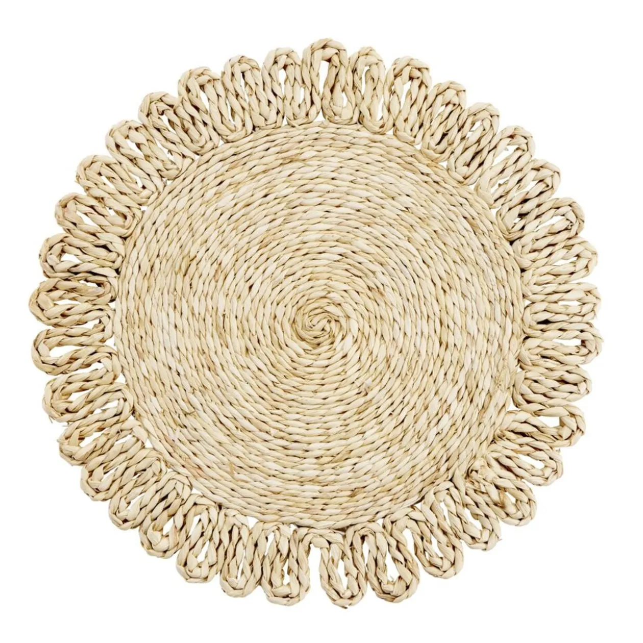 Set de table tressé en feuille de maïs beige Ø35cm