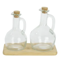 Set huilier et vinaigrier en verre et bouchon bambou