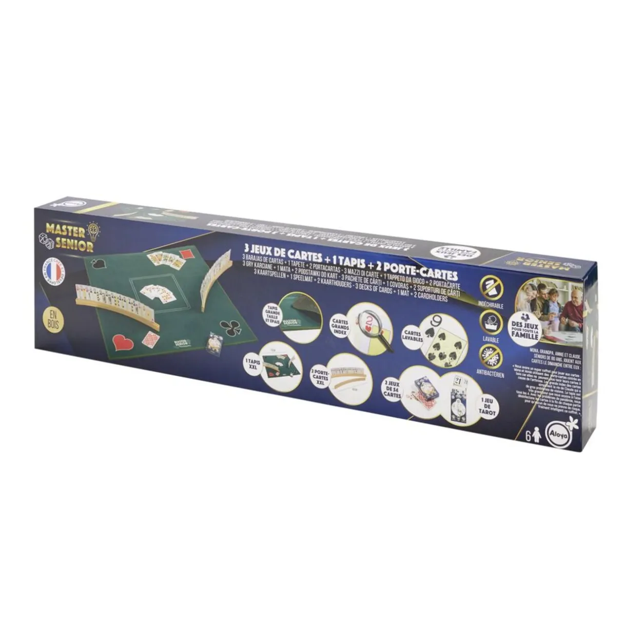 Set jeu de cartes avec 1 tapis 76x76cm 2 porte-cartes en bois et 3 jeux de cartes < Gifi Sale
