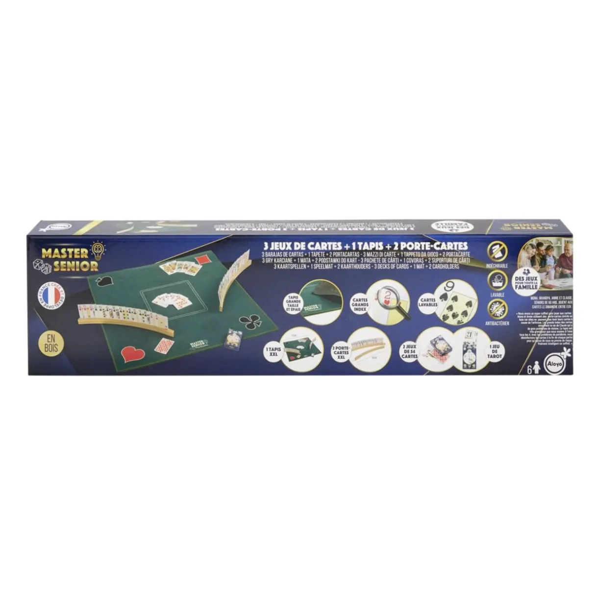 Set jeu de cartes avec 1 tapis 76x76cm 2 porte-cartes en bois et 3 jeux de cartes < Gifi Sale