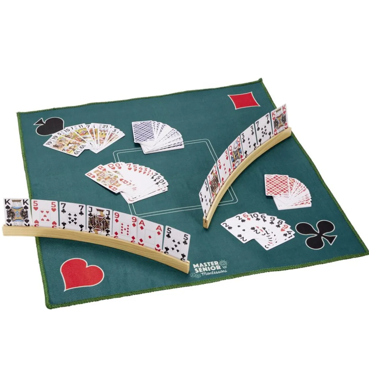 Set jeu de cartes avec 1 tapis 76x76cm 2 porte-cartes en bois et 3 jeux de cartes < Gifi Sale