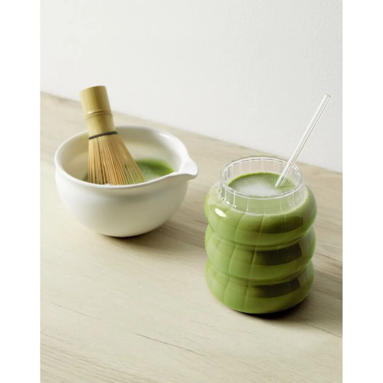 Set à matcha bol verre fouet paille 4 pièces