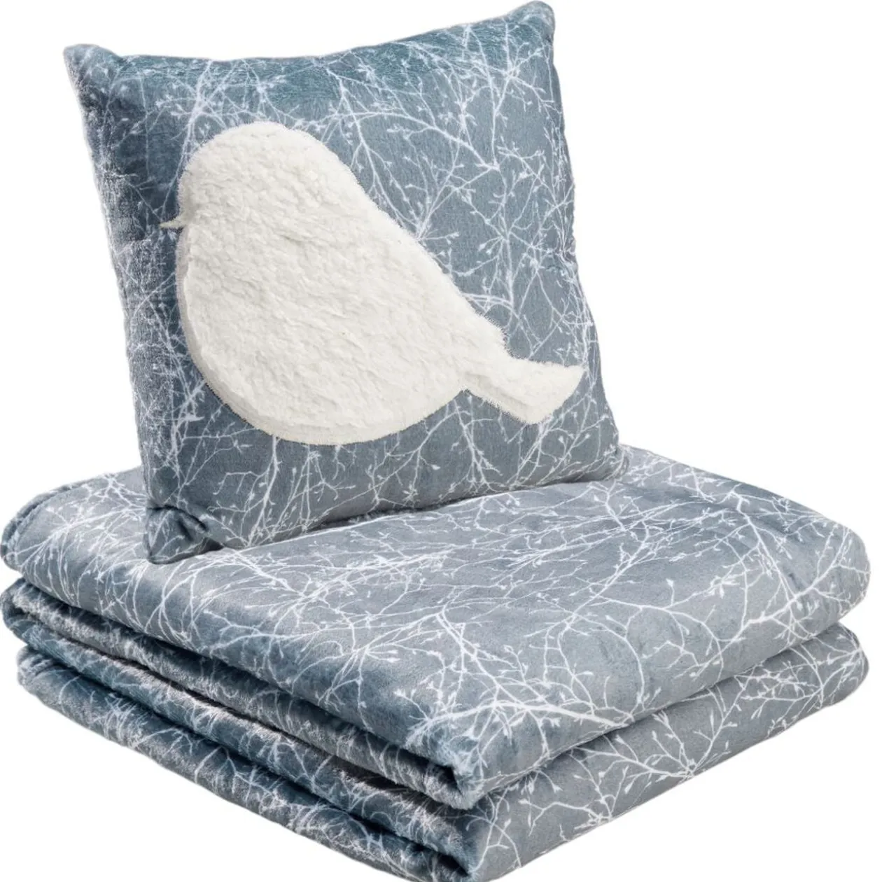 Set plaid + coussin polyester brodé