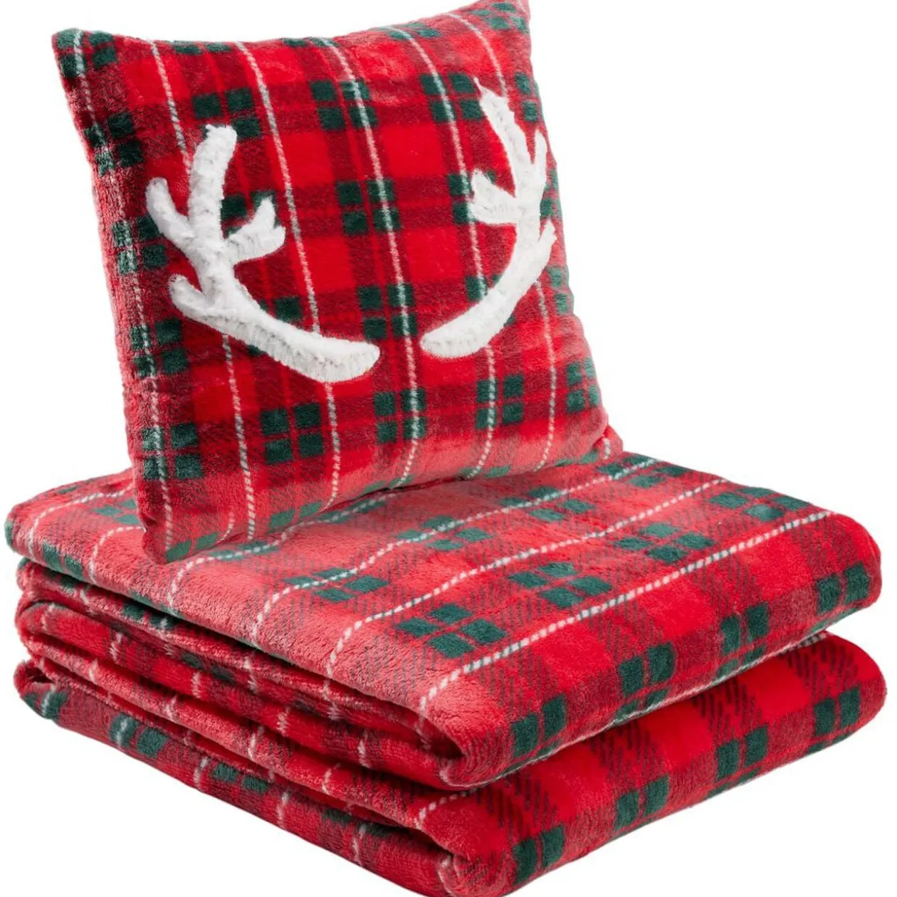 Set plaid + coussin polyester brodé