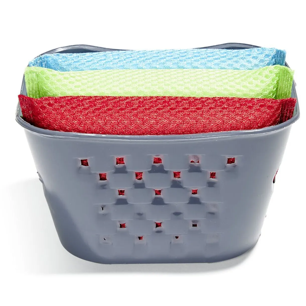 Set éponge vaisselle x3 avec panier de rangement plastique gris < Gifi Clearance