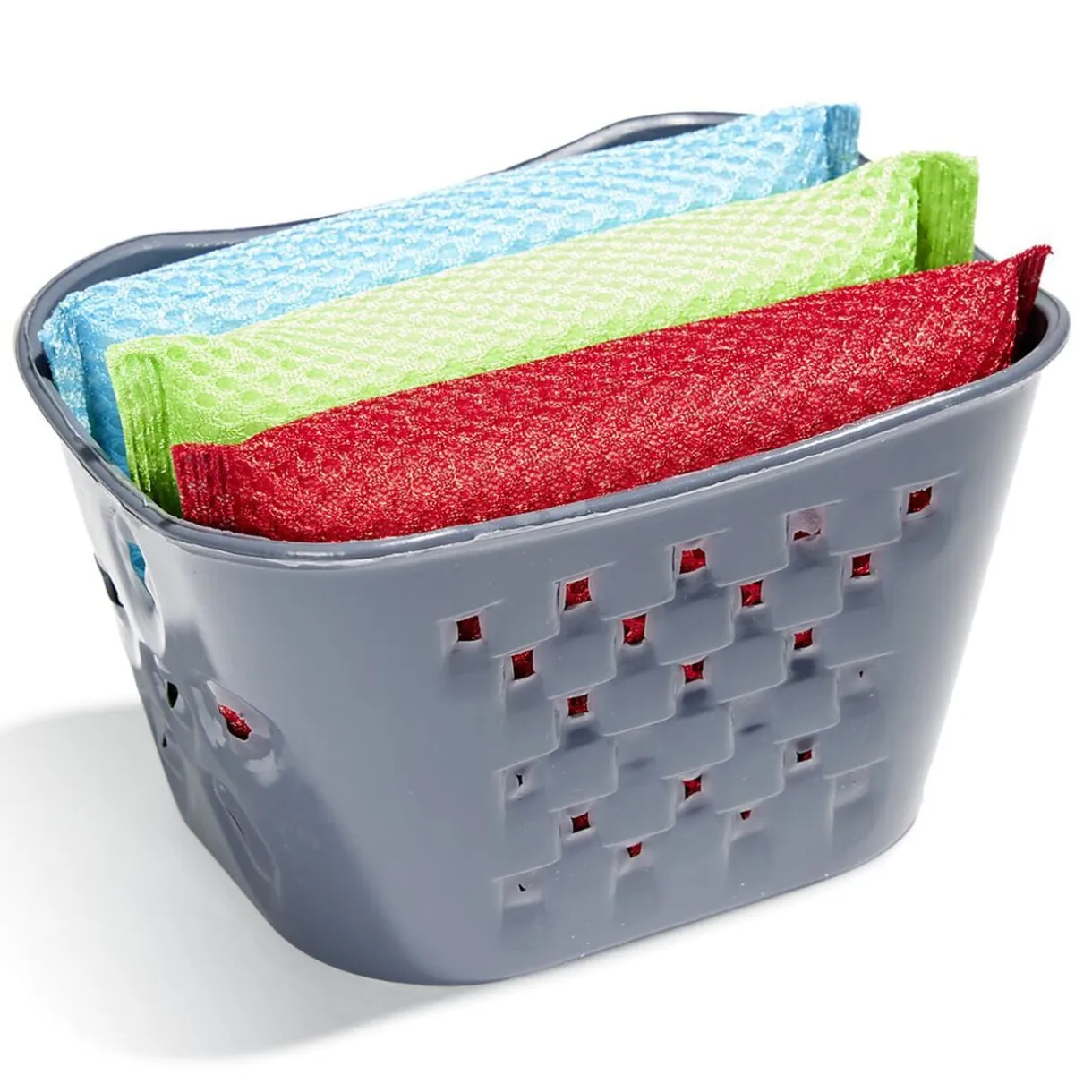 Set éponge vaisselle x3 avec panier de rangement plastique gris < Gifi Clearance