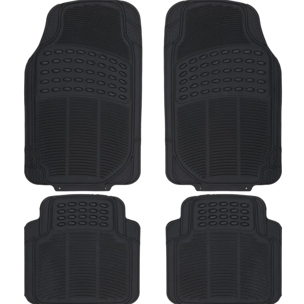 Set tapis de voiture x4 avant 43x70cm et arrière 42,5x43cm PVC noir < Gifi Discount